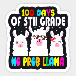 100Th Days Of 5Th Grade No Probllama Llama Teacher Sticker